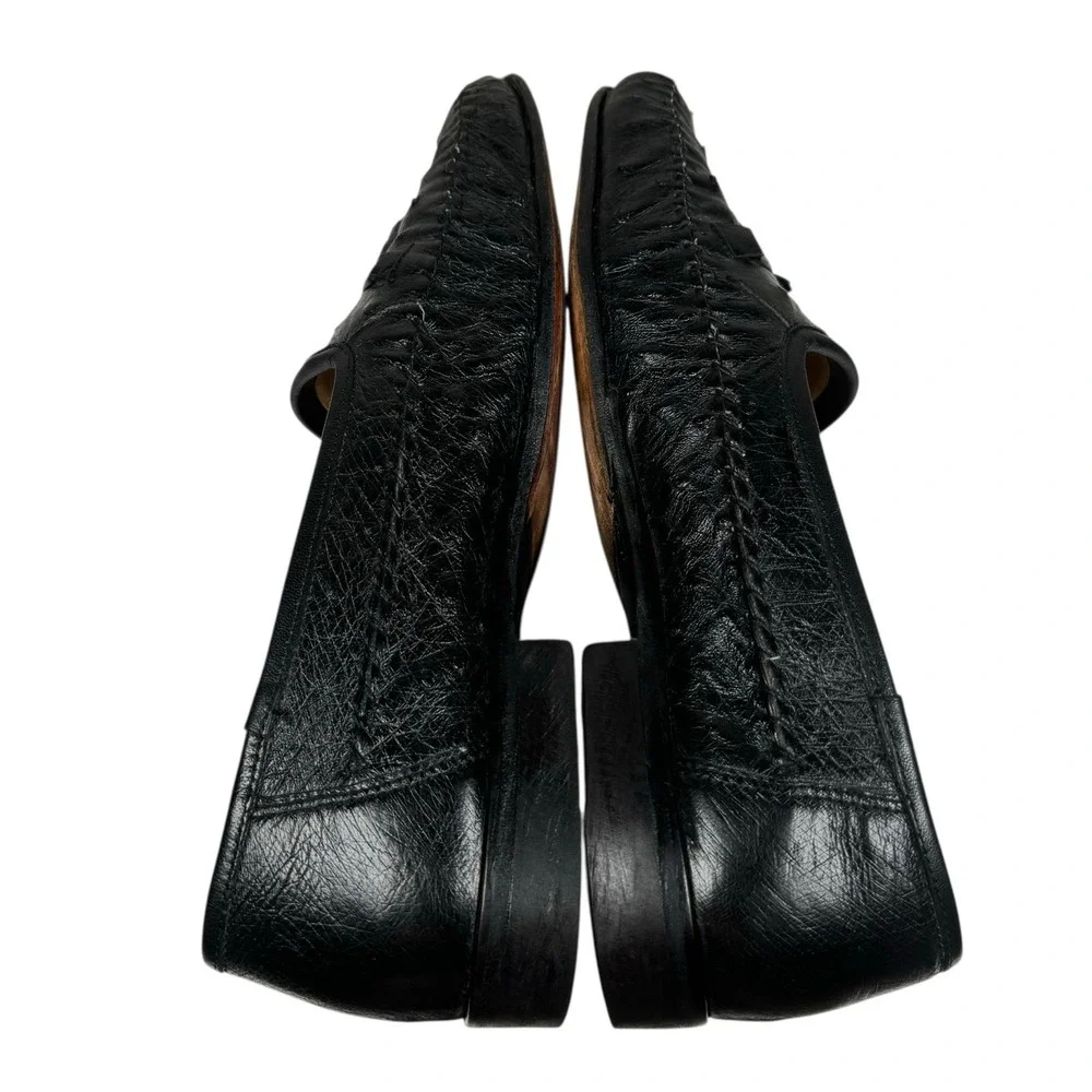 Zelli Men's Genuine Ostrich Quill Tassel‎ Loafers Black Size 10 W Italy